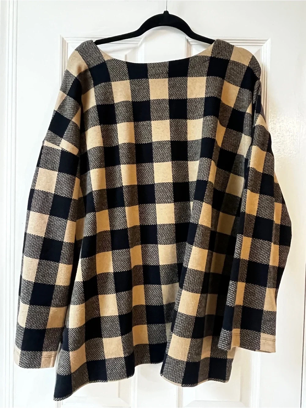 J. Jill Black and Tan Buffalo-Check Scoop Neck Sweater - Picture 5 of 7